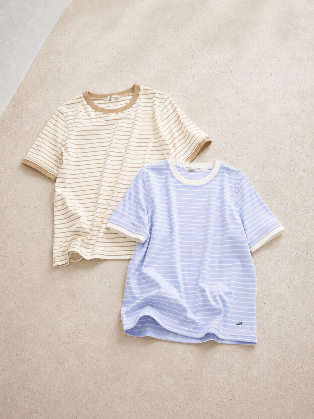 スノーコットン 鹿の子ボーダー Tシャツ【接触冷感】