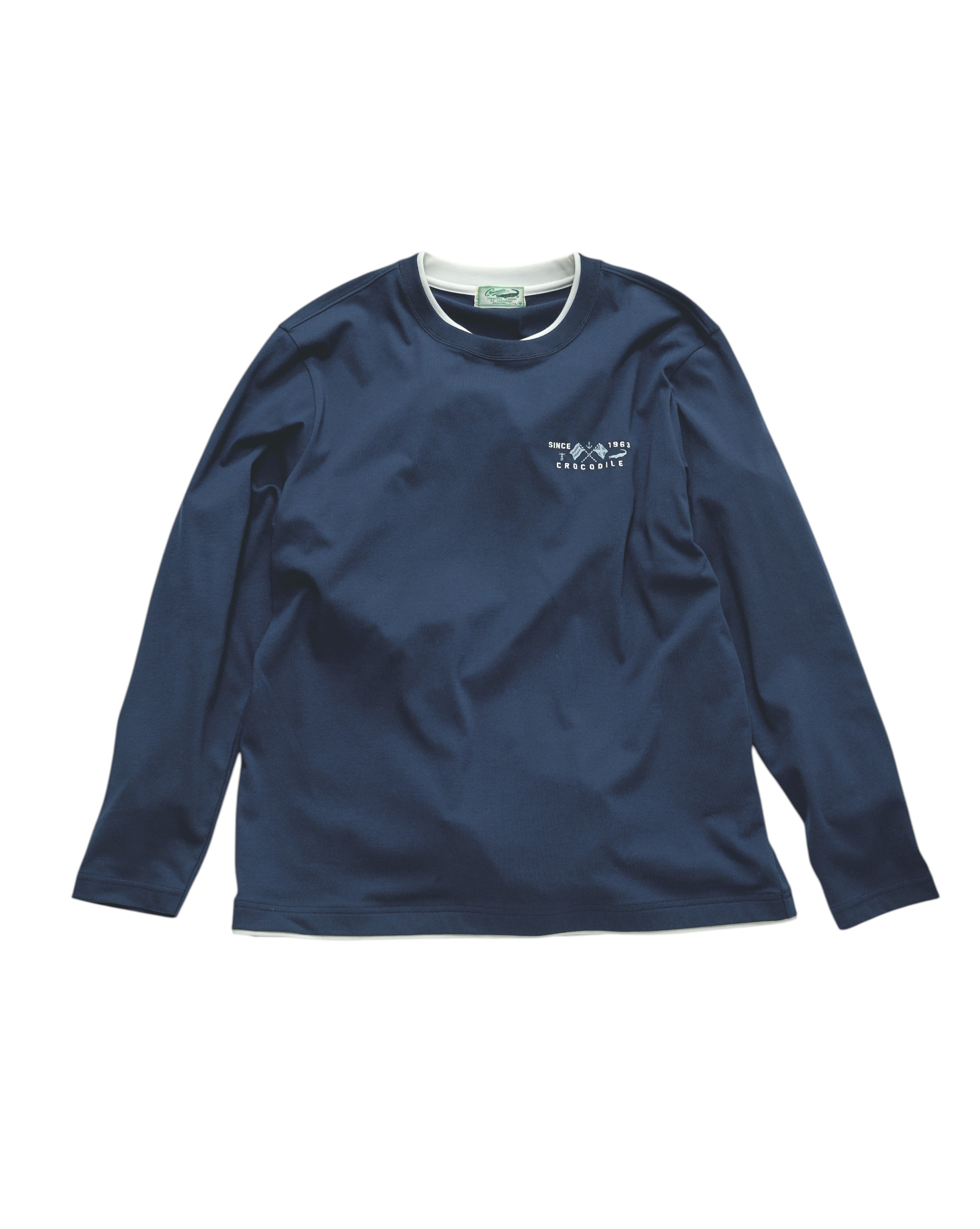 ネイビーのレイヤード風 ダブルフェイス Tシャツ