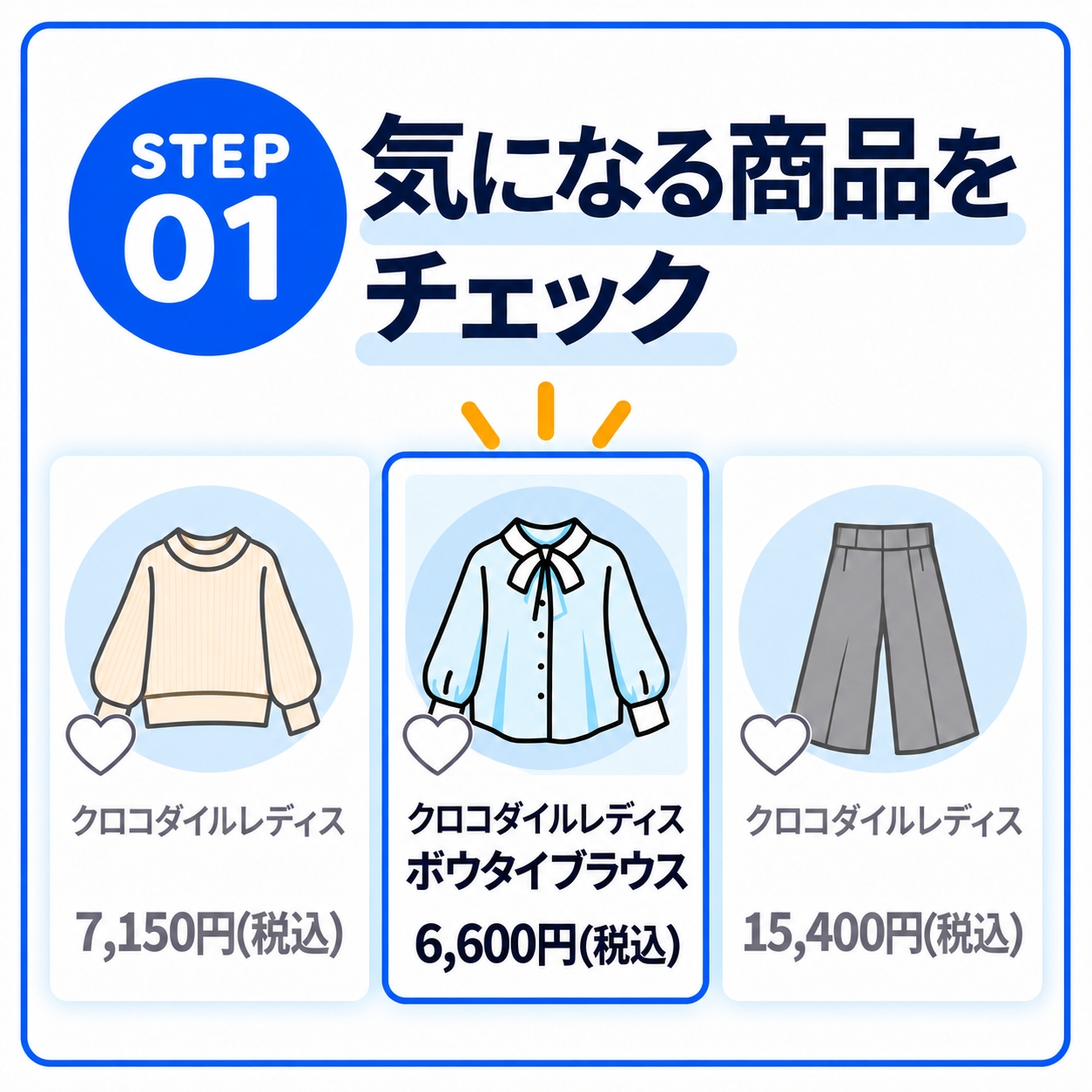 気になる商品をチェックするイラスト