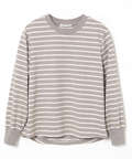 リブ切り替え ボーダー ロングTシャツ