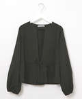 リネンライク ペプラム ジャケット【手洗いOK】