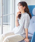 小花柄 襟シャーリング ブラウス【WEB・一部店舗限定】
