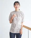 小花柄 襟シャーリング ブラウス【WEB・一部店舗限定】