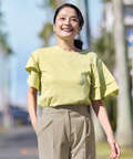 スラブ天竺 フリルスリーブ Tシャツ
