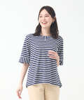 スノーリネン ボーダー Tシャツ【接触冷感】