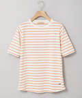 柄編み襟 ボーダー Tシャツ