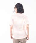 柄編み襟 ボーダー Tシャツ
