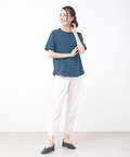 柄編み襟 ボーダー Tシャツ