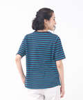 柄編み襟 ボーダー Tシャツ