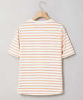 柄編み襟 ボーダー Tシャツ