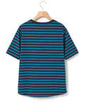 柄編み襟 ボーダー Tシャツ