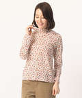花柄プリントハイネックTシャツ