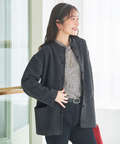 ウールブレンド スタンドカラー ニットコート