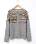 フェアアイル柄 ニットカーディガン 【手洗いOK】