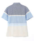 スノーリネン パネルボーダー ポロシャツ 【接触冷感】