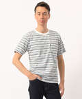 クロコダイルメンズリラックス ボーダー天竺Tシャツ