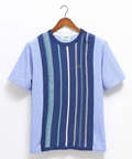 ドッキング ストライプ ニットTシャツ【手洗いOK】【吸汗速乾】