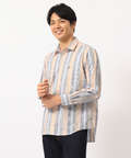 クロコダイル ストライプ柄レギュラーシャツ【防シワ】【ナチュラルストレッチ】