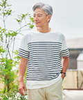 モノトーンボーダー クルーネック Tシャツ