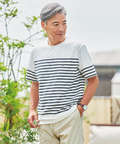 モノトーンボーダー クルーネック Tシャツ