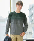 パネルボーダー柄 長袖Tシャツ
