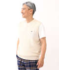 リンクス編み Vネック ベスト【手洗いOK】