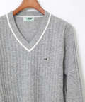 襟配色 Vネック ニット【手洗いOK】