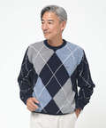 ウールブレンド アーガイル柄 ニット【手洗いOK】