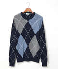 ウールブレンド アーガイル柄 ニット【手洗いOK】
