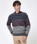 ウールブレンド ボーダー柄 ニット【手洗いOK】