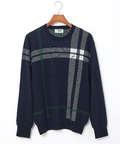 カシミヤブレンド チェック柄 ニット【手洗いOK】