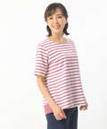 裾切り替えボーダーTシャツ