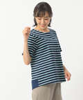 裾切り替えボーダーTシャツ