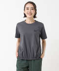 プレーティング天竺 裾ギャザー Tシャツ【接触冷感】