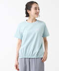 プレーティング天竺 裾ギャザー Tシャツ【接触冷感】