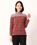 切り替えボーダーハイネックTシャツ