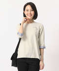 ストライプ切り替えクルーネックTシャツ