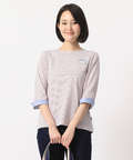 ストライプ切り替えクルーネックTシャツ