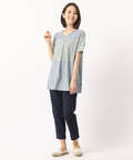 タックVネックボーダーTシャツ【スノーコットン】