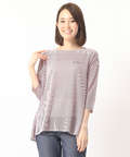 ストライプ柄スクエアネックTシャツ