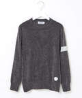 ウールブレンド  袖ライン クルーネック ニット