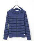 ボーダー柄 ジップアップ ニットパーカー