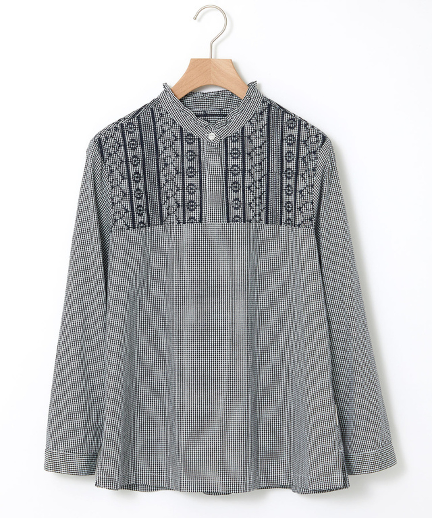 レディース レース刺繡 ギンガムチェック ブラウス通販 [0101