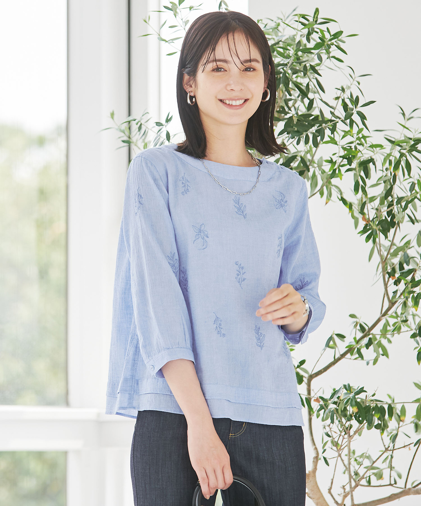 レディース レイヤード風 刺繍 ブラウス通販 [0101-53110