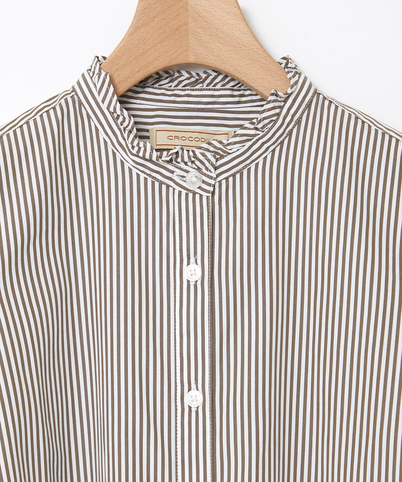 レディース フリルカラー ストライプ ブラウス通販 [0101-55114