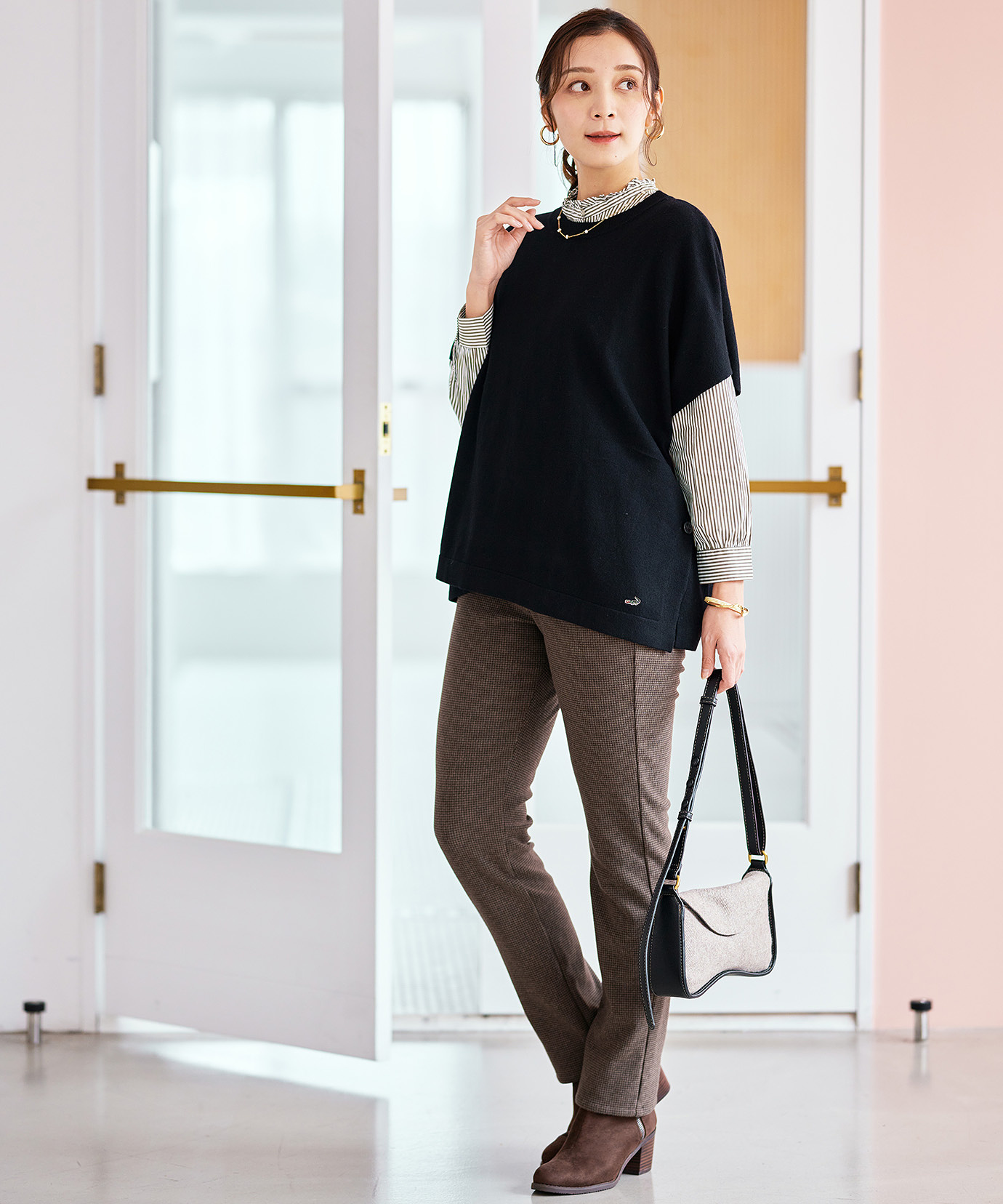 レディース フリルカラー ストライプ ブラウス通販 [0101-55114