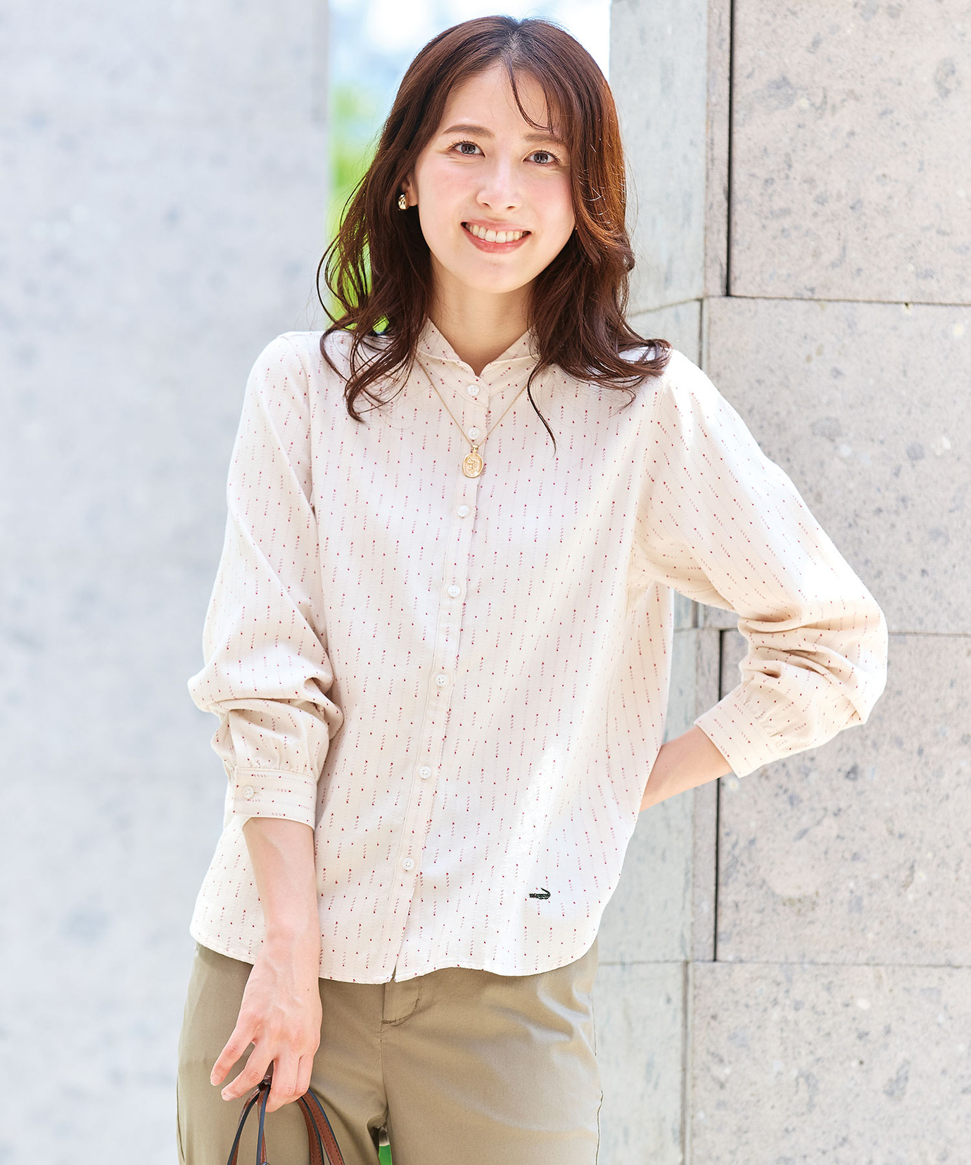 レディース ドットドビー ショールカラー ブラウス通販 [0101-55123