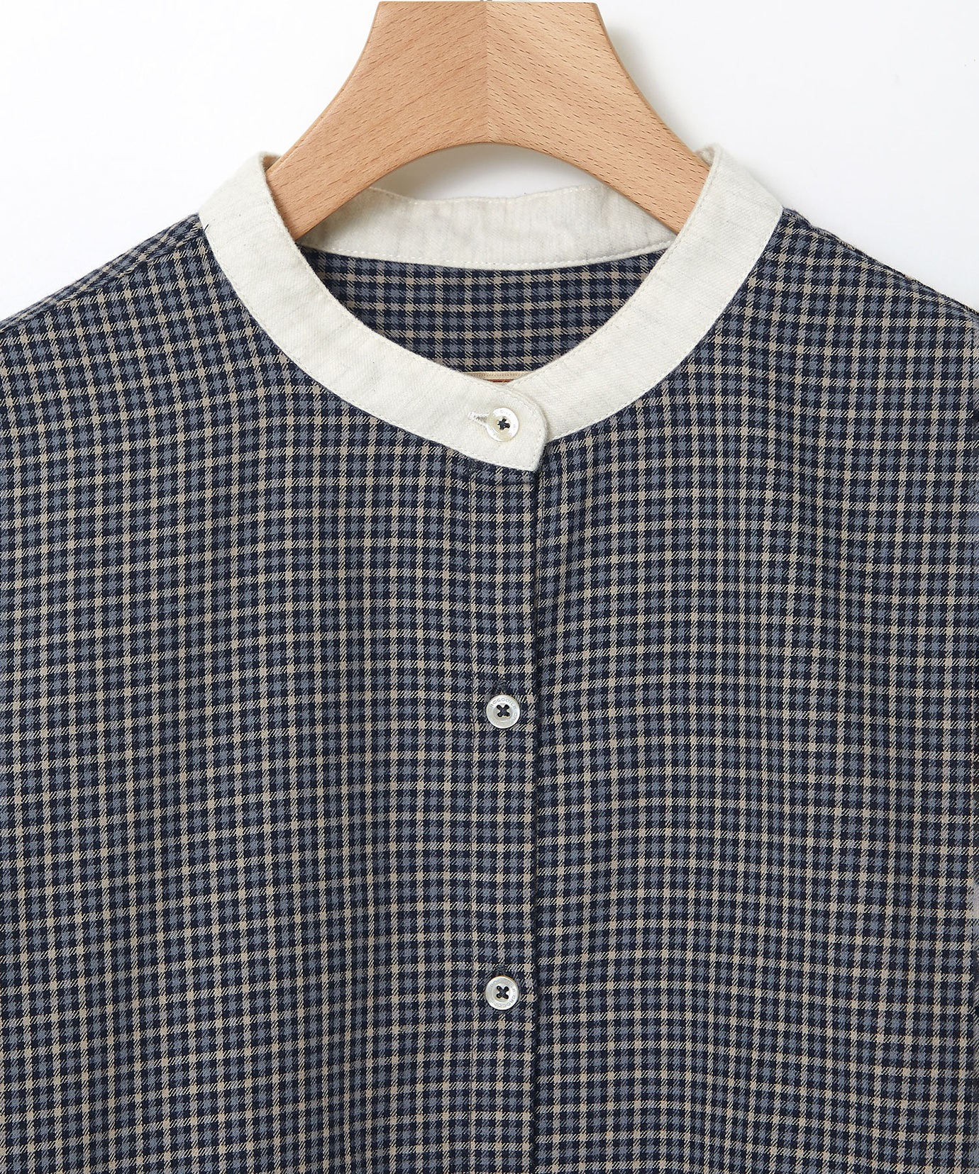 レディース バンドカラー チェック柄 ブラウス通販 [0101-56100