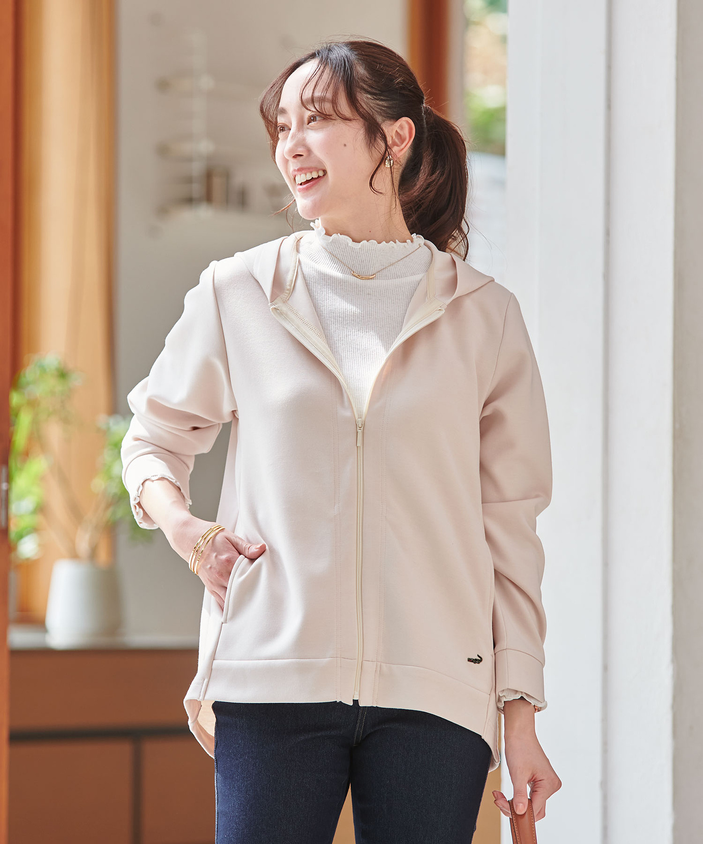 レディース ミドル丈 ジップ パーカー通販 [0102-51206