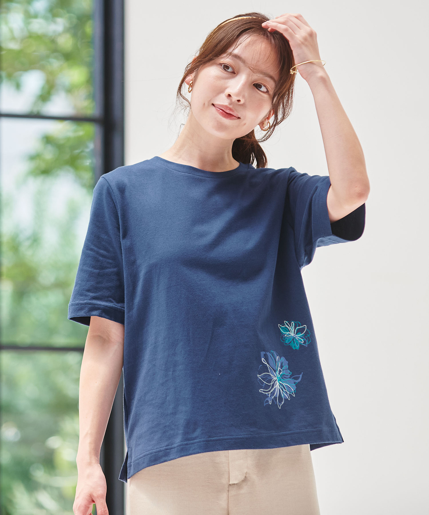 レディース 花柄 プリント Tシャツ通販 [0102-53228] - クロコダイル